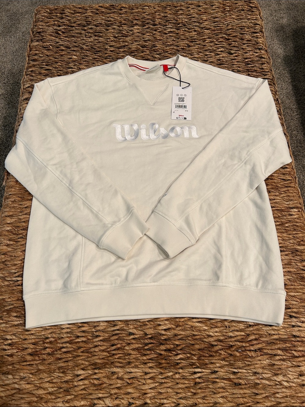 Wilson Men's Off-White Crewneck Sweatshirt with Embroidered Logo